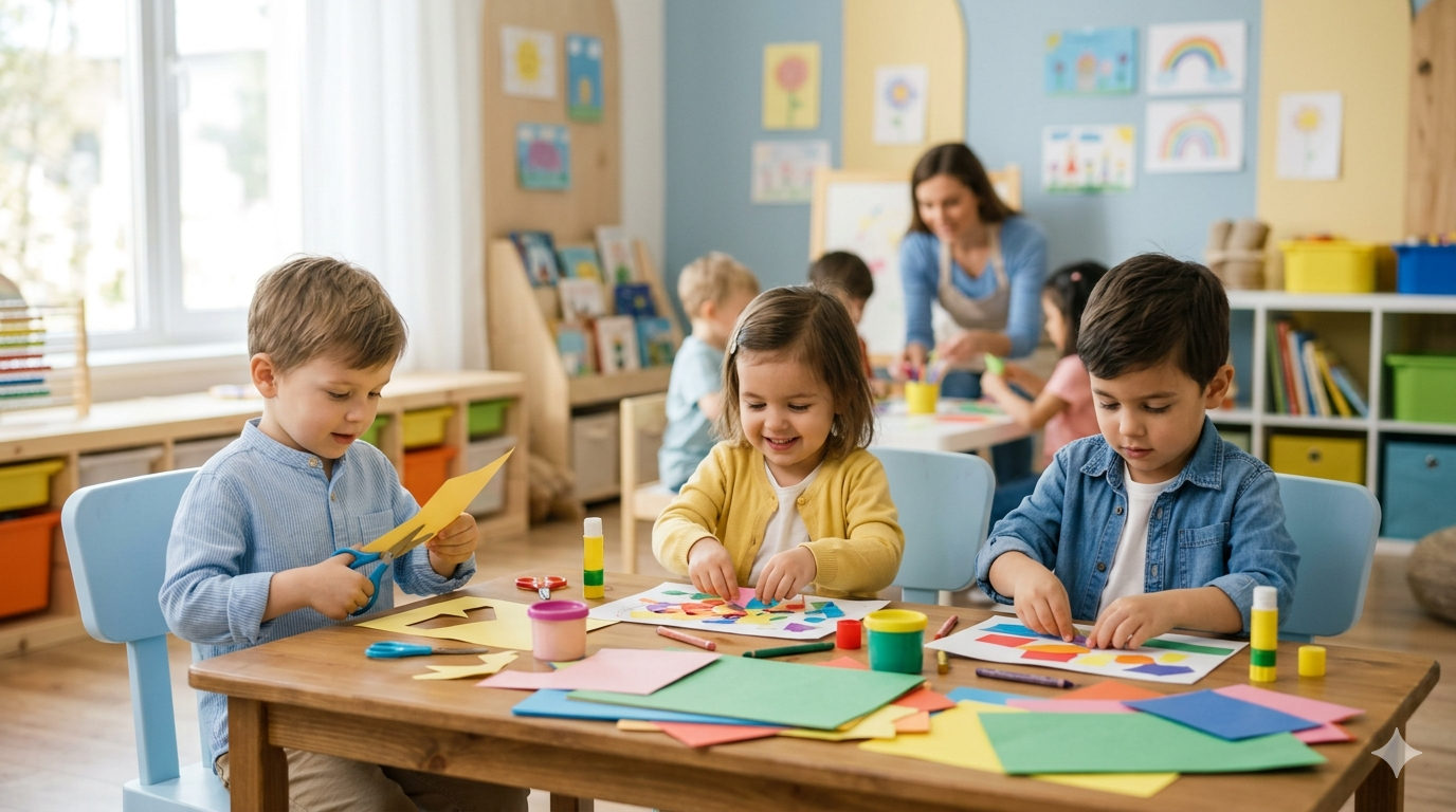 Crianças em atividade escolar