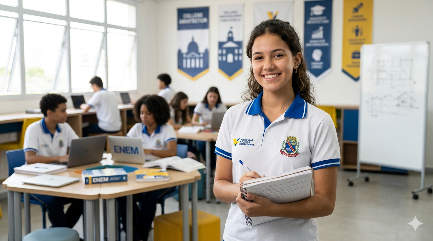 Estudante em ambiente escolar